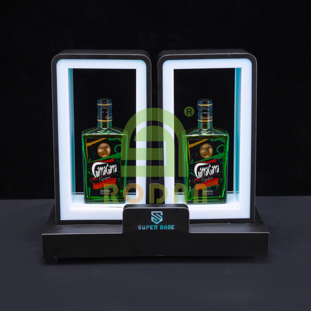 Lide 8A02 Laser Lighting bottle display glorifier stand for two bottles