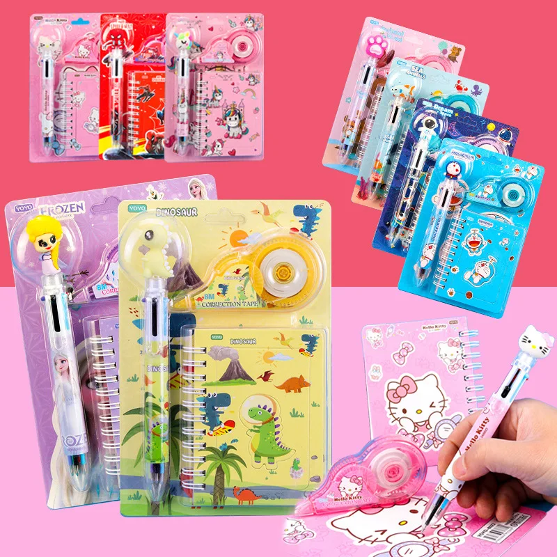 Cartoon Animal Stationery Set Gift Unicorn Stationery Set 3-piece Stationery Set Correction Tape Notebook with Pen