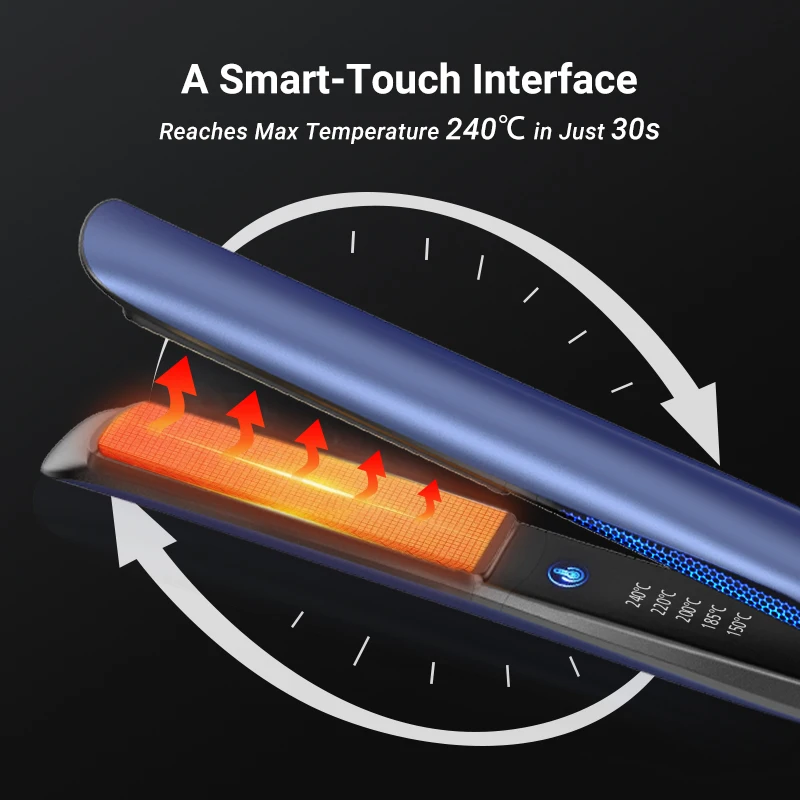Professional  PTC Fast Heating Touch Screen LED Display Flat Iron Hair Straightener with Intelligent Breathing Light
