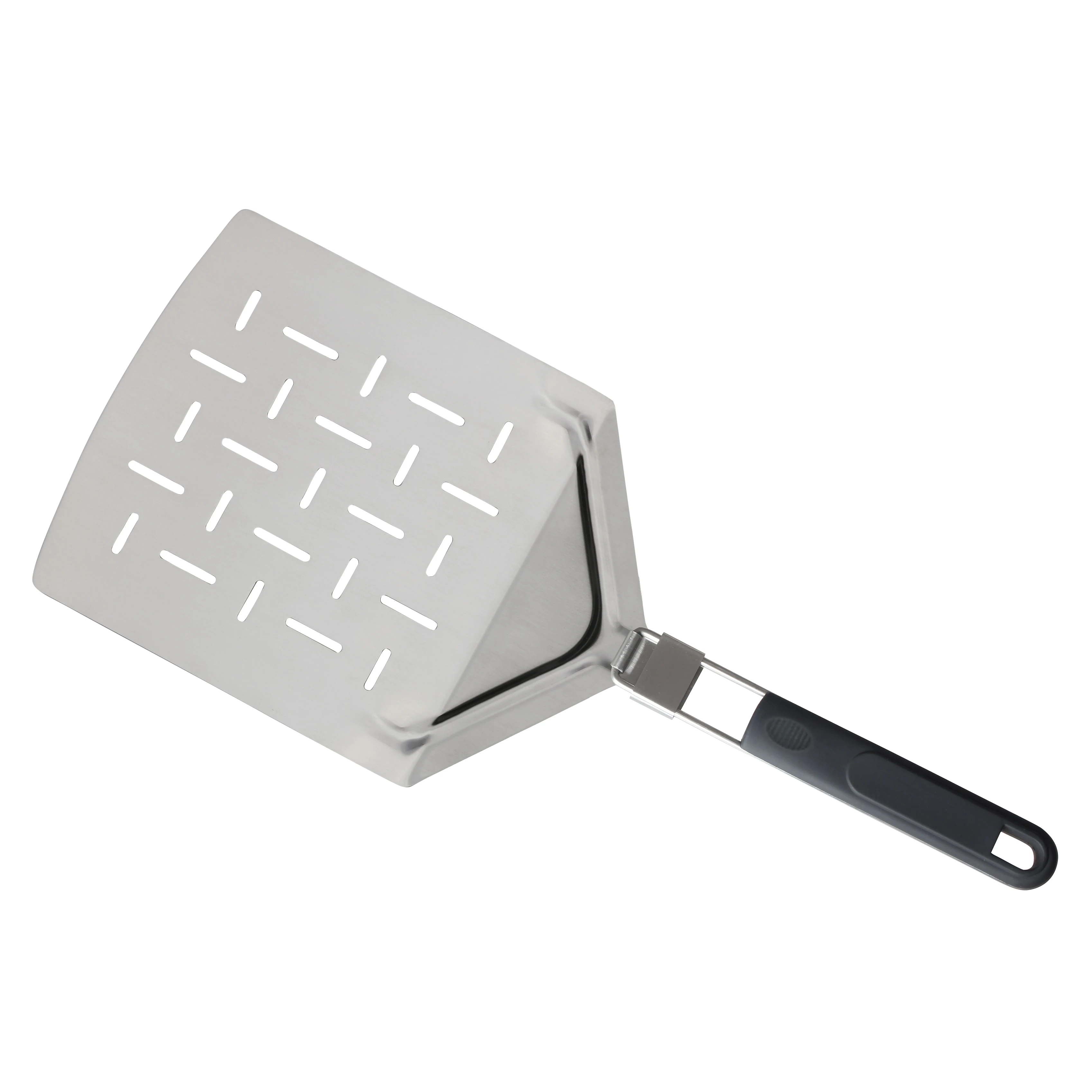 Perforated Stainless Steel Baking Pizza Peel shovel With TPR Folding Handle For Easy Storage