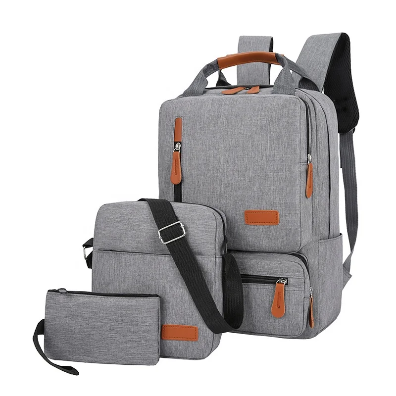 LQS 3 in 1 Laptop Backpack Set Waterproof Fabric Long Life Korean Style Computer Bag for Men for Outdoor Business New School Use