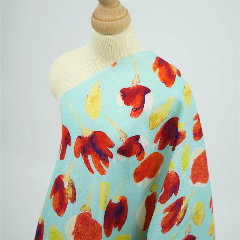 Заводская цена цифровая печать 100% вискоза ткань искусственный шелк материал для женских платьев