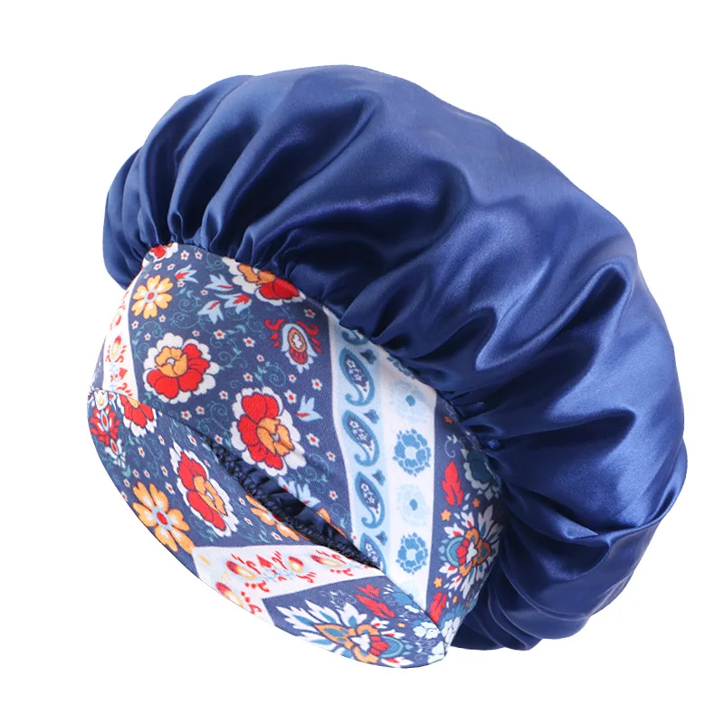 Wholesale Luxury Ladies Silk New Designer Bonnets Custom Logo Printed Fedora Sleep Hair Hats Women Wraps Silk Hair Bonnet
