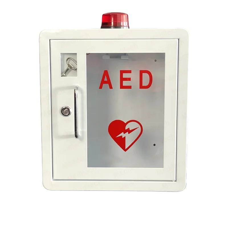 MDA-E13 new Meditech AED cabinet with lock/alarm and large window in public places for AED defibrillator portable storage