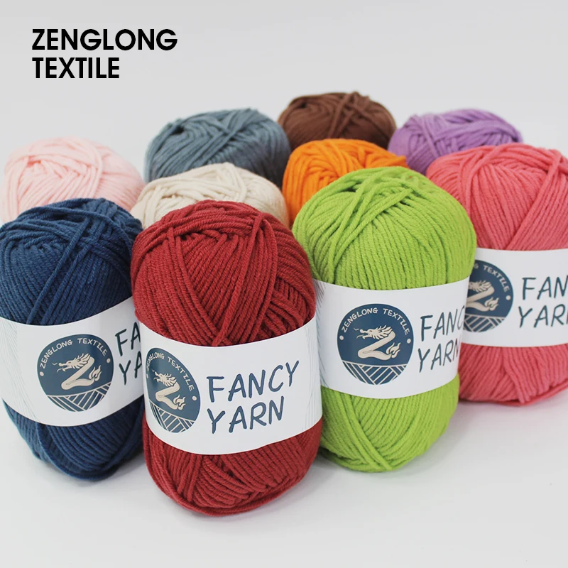 ZENGLONG 100% cotton 4ply 50g 62 colors knitting fancy yarn dyed milk cotton wool crochet 4 ply knitted yarn