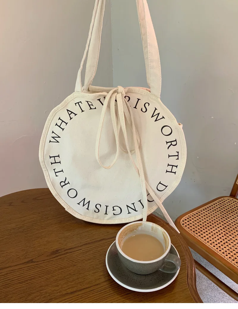 Customized Blank Canvas Bags,Unique Round Cheap Letter Tote Cotton Bags,High Quality Canvas Blank Tote Bag