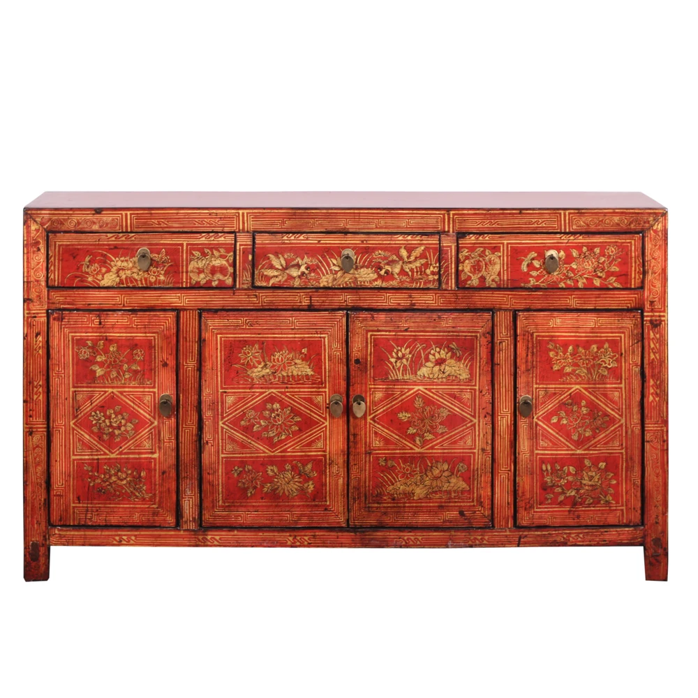 
chinese antique furniture wedding wardrobe classic painting solid wooden painted furniture Home Furniture home storage cabinet 