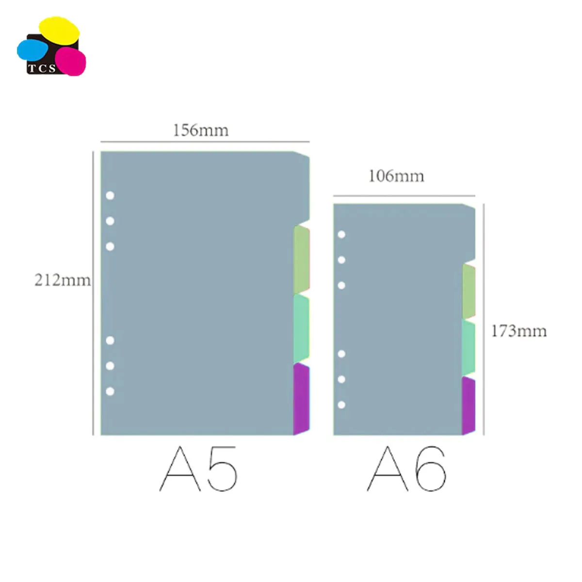 made in china 20 Sets Oversize A5 Insertable Multicolor index paper binder dividers