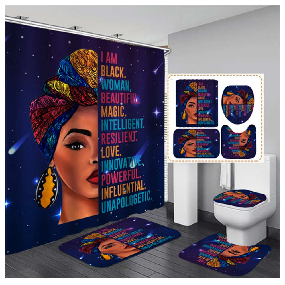 Волшебная занавеска для душа i @ home для черной девушки, ткань с цифровым принтом на заказ, полиэстер 180 см x 180 см