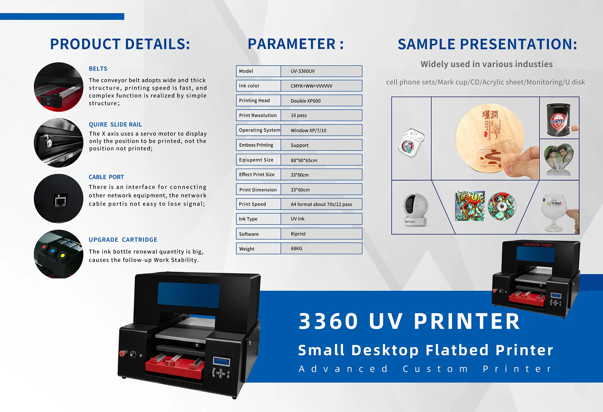 Reizjet Multifunctional Varnish A3 3360 UV DTF Inkjet Printer Doule XP600 Print Head Digital Printer printing Machine