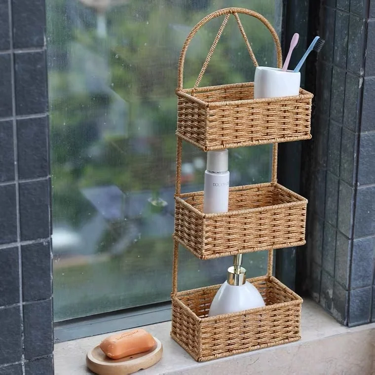 New style home decor plastic rattan 3 tier hanging fruit basket hanging baskets planter