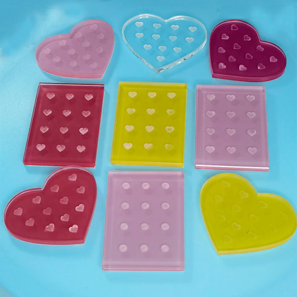 crystal heart shape lash tile Heart Shaped Acrylic Glue Dispensing Table Eyelash Extension Cup holder pink eyelash glue pallet