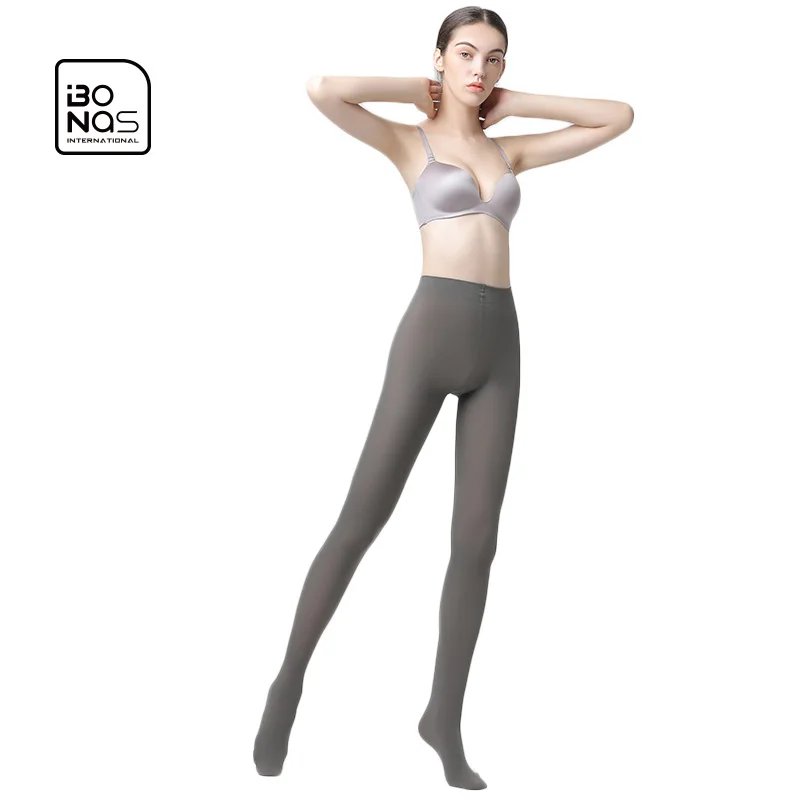 BONAS  Solid Black Customized size Tube Thick  Seamless Warm  Opaque Tights Pantyhose