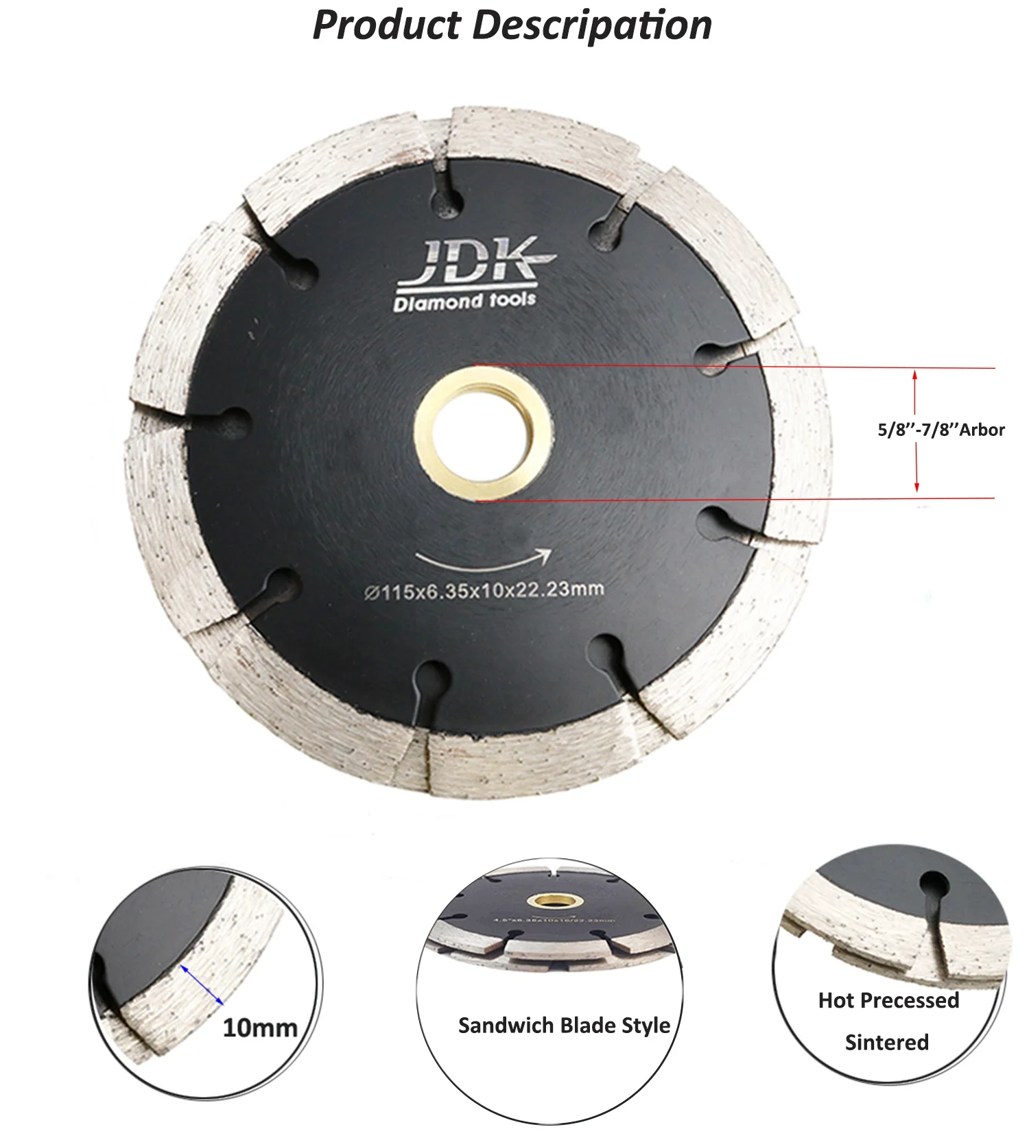 JDK 4.5 Inch Diamond Crack Chaser Blade Two Layers Tuck Point Blades for Mortar Joint Removal, Grout Repair and Masonry Surface