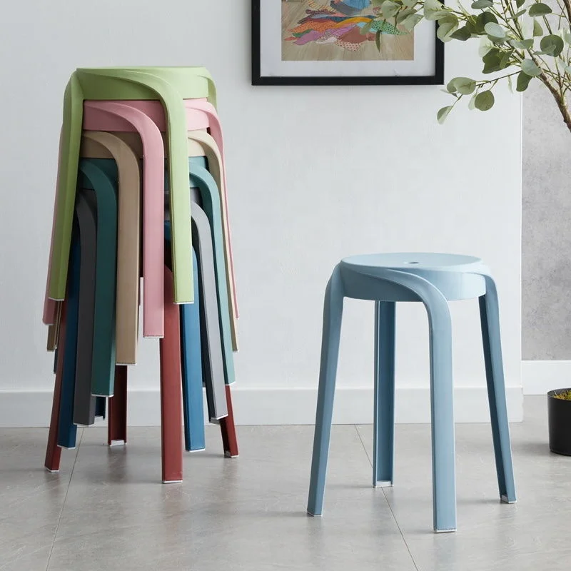 Modern Simple colorful pp stackable whirl round stool garden plastic stool chair Plastic Living Room outdoor dining round stool