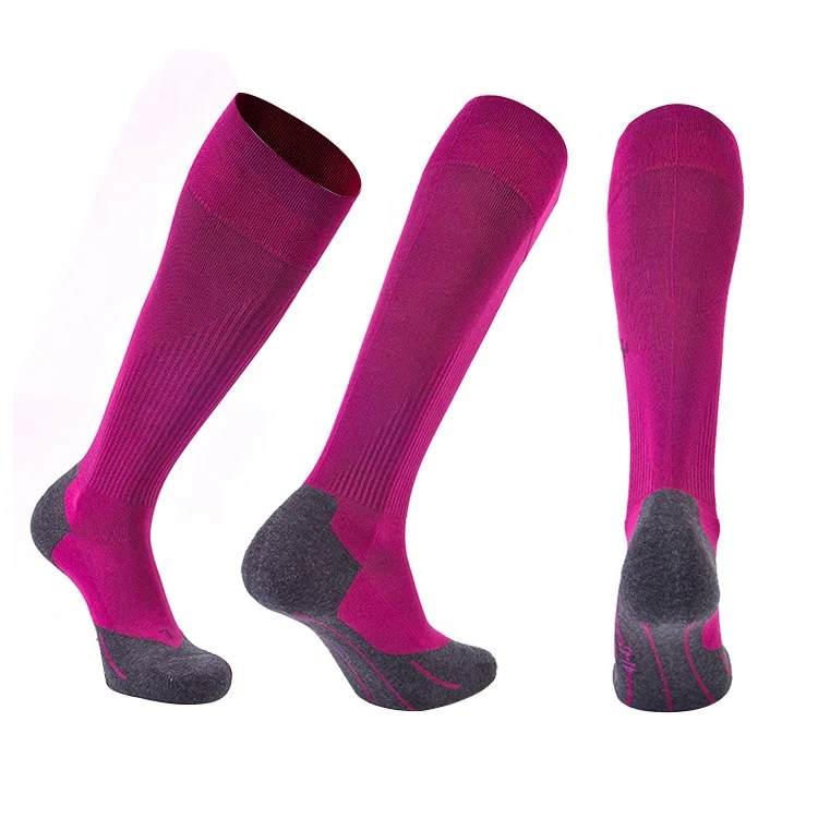 Wholesale athletic custom logo design terry padding arch support high knee crazy compression sport cycling socks