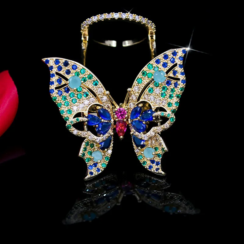 Trendy colorful lab grown Diamond encrusted active Butterflies flower shape Lovely high quality party rings for girls