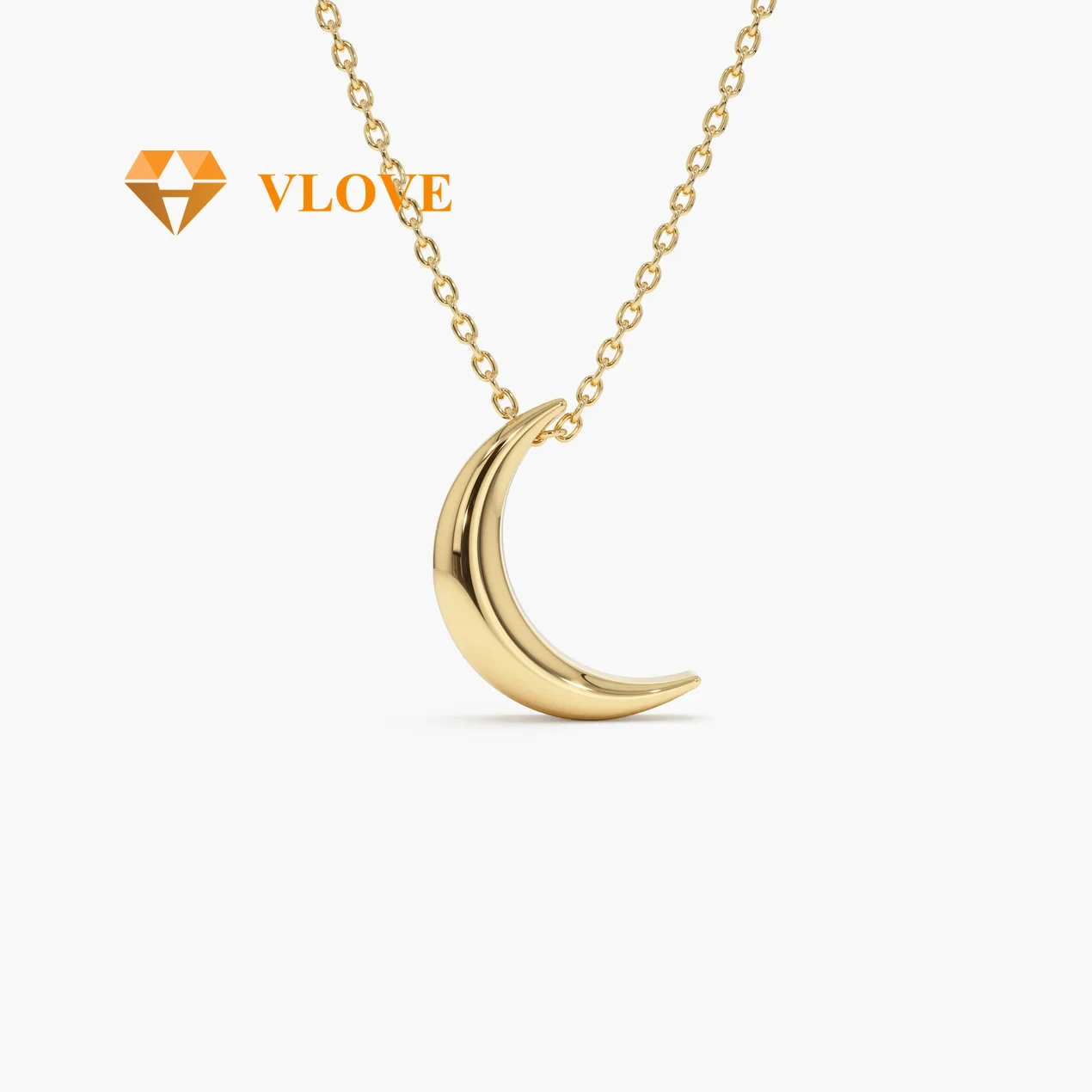 VLOVE, высококачественные ювелирные изделия, ювелирное ожерелье с кулоном в виде Луны 14 ка-полумесяц