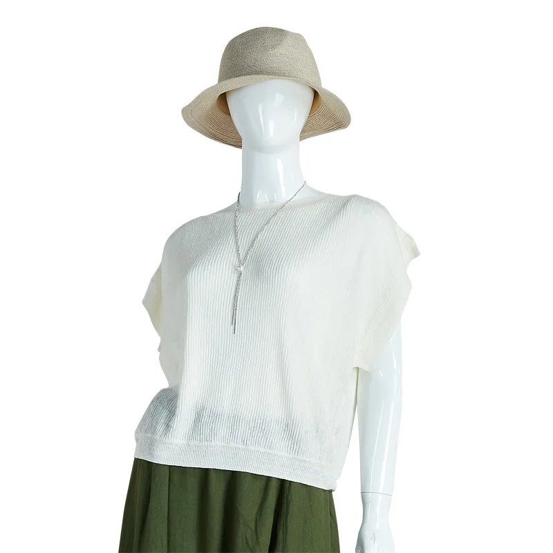 high Quality Women Linen Knitted Short Sleeves Loose And Comfortable Leisure