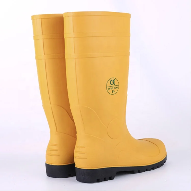 Steel Toe Durable PVC Wellington Polyester S5  Resistant Safety Work Rain Boots