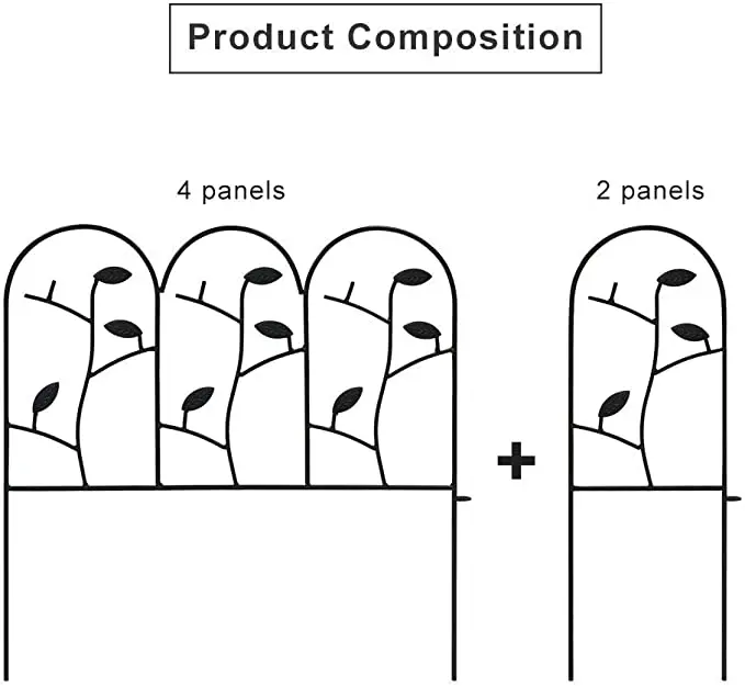 Iron Fence Leaf Decoration Garden Landscape Fences Animal Pet Barrier Animal Guard Split Fence Black Metal Yard Power Coated