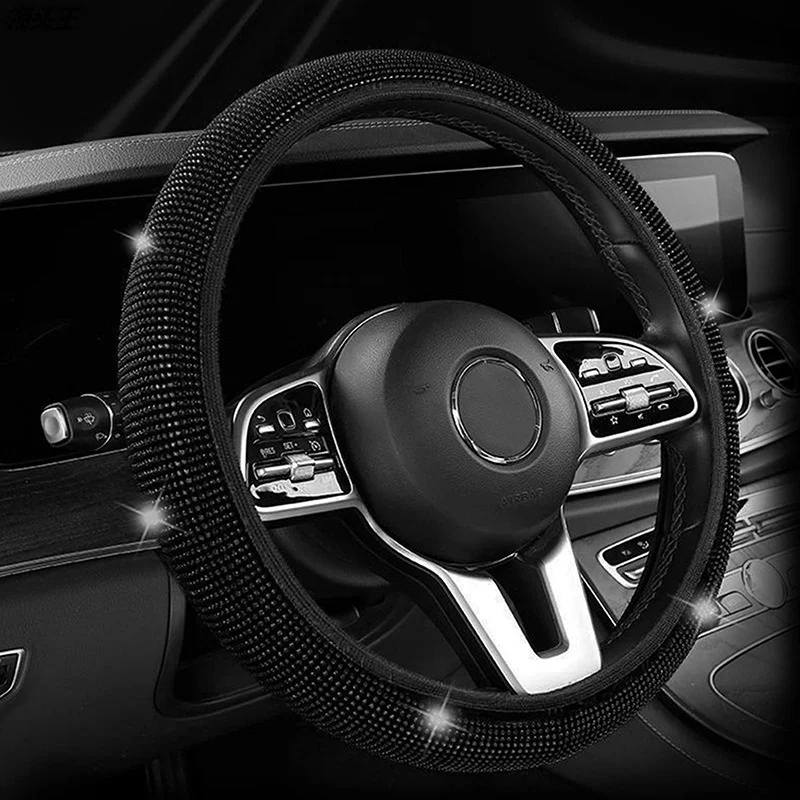 General Motors Sports Style PU Steering Wheel Cover Full Drill with Elastic No Inner Ring Auto Parts