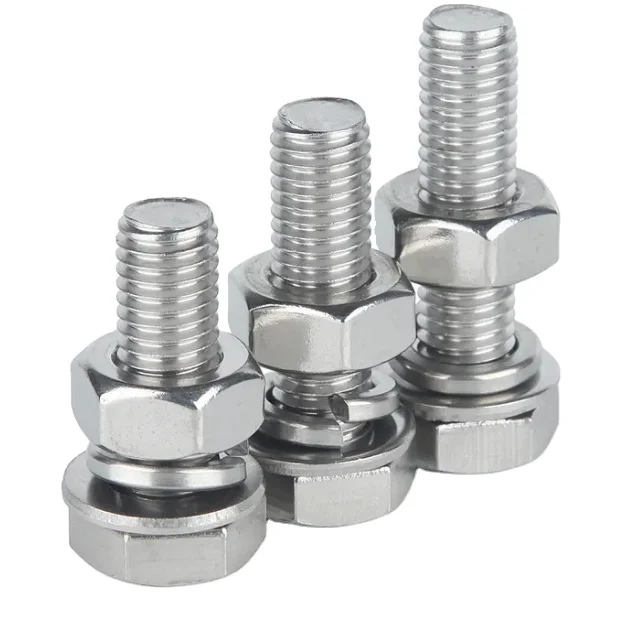 China  Hex bolt and spring washer with plain washer assemblies Zinc Plated  DIN933 M8