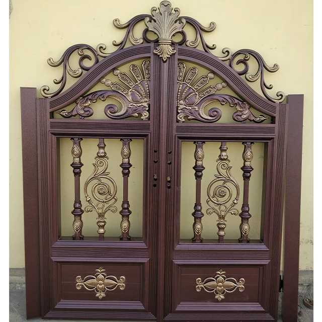 kunkun Gates Automatic Main Gate Design Powder Coated Double Swing Aluminum Gates for Houses Modern Gate Design