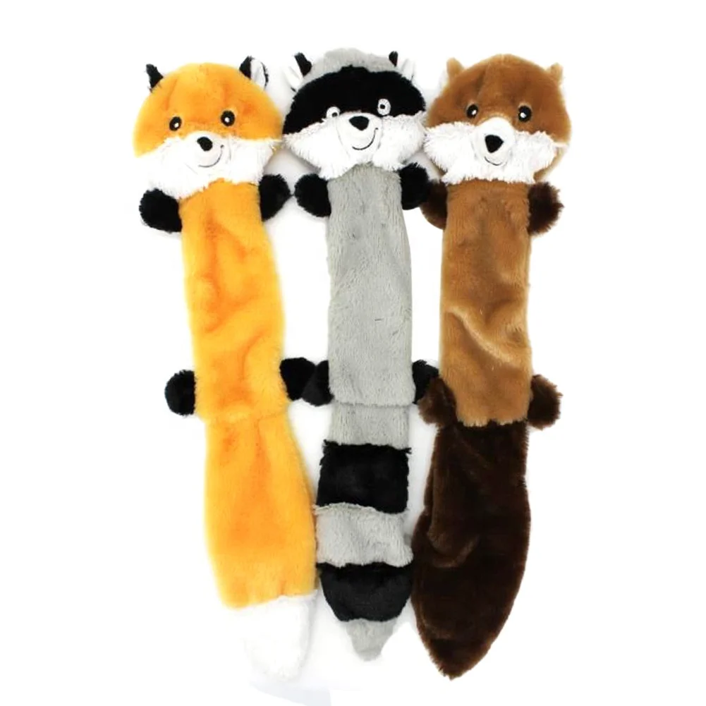 Skinny Peltz - Fox Raccoon & Squirrel - No Stuffing Squeaky Dog Toys Unstuffed Chew Toy for Small & Medium Breeds