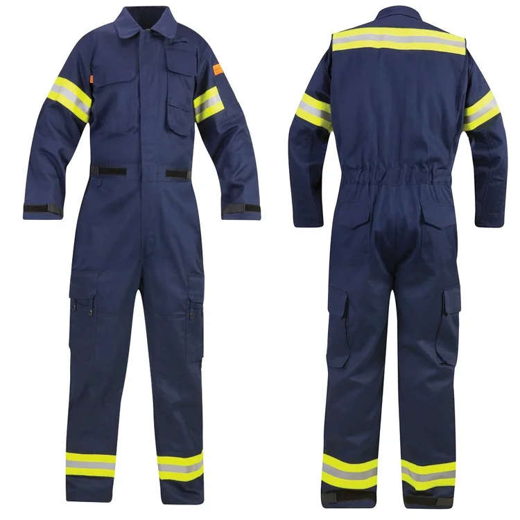 98%Cotton/2%Antistatic 220GSM Flame Retardant Antistatic Coverall for Oil Gas Clothing for worker