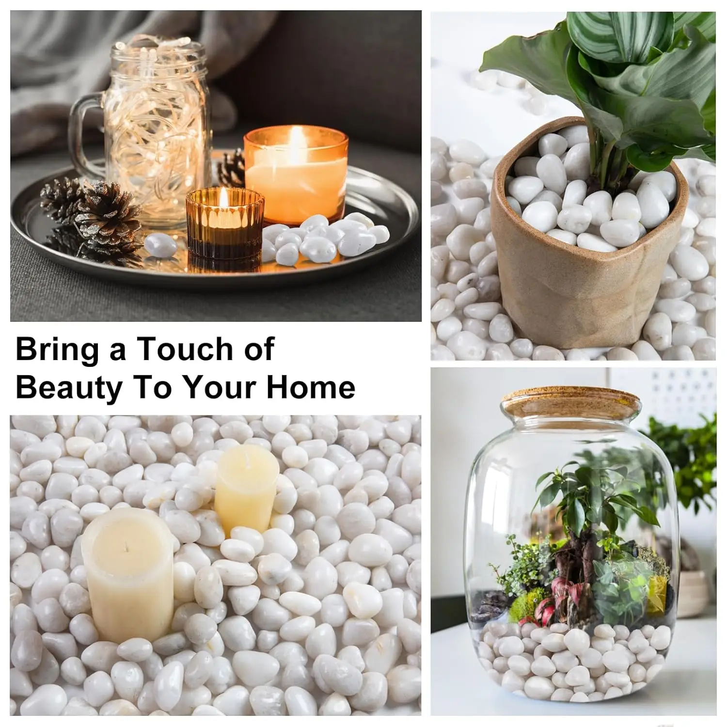 High Polished White River Rock  Pebbles for Indoor Plants or Outdoor Garden Landscaping Decorative Stones for Aquarium Fish Tank