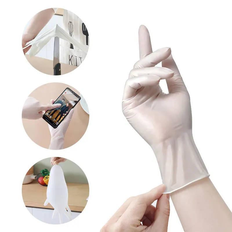 New disposable nitrile dishwashing gloves 9 inches extraction cherry blossom powder kitchen household cleaning gloves