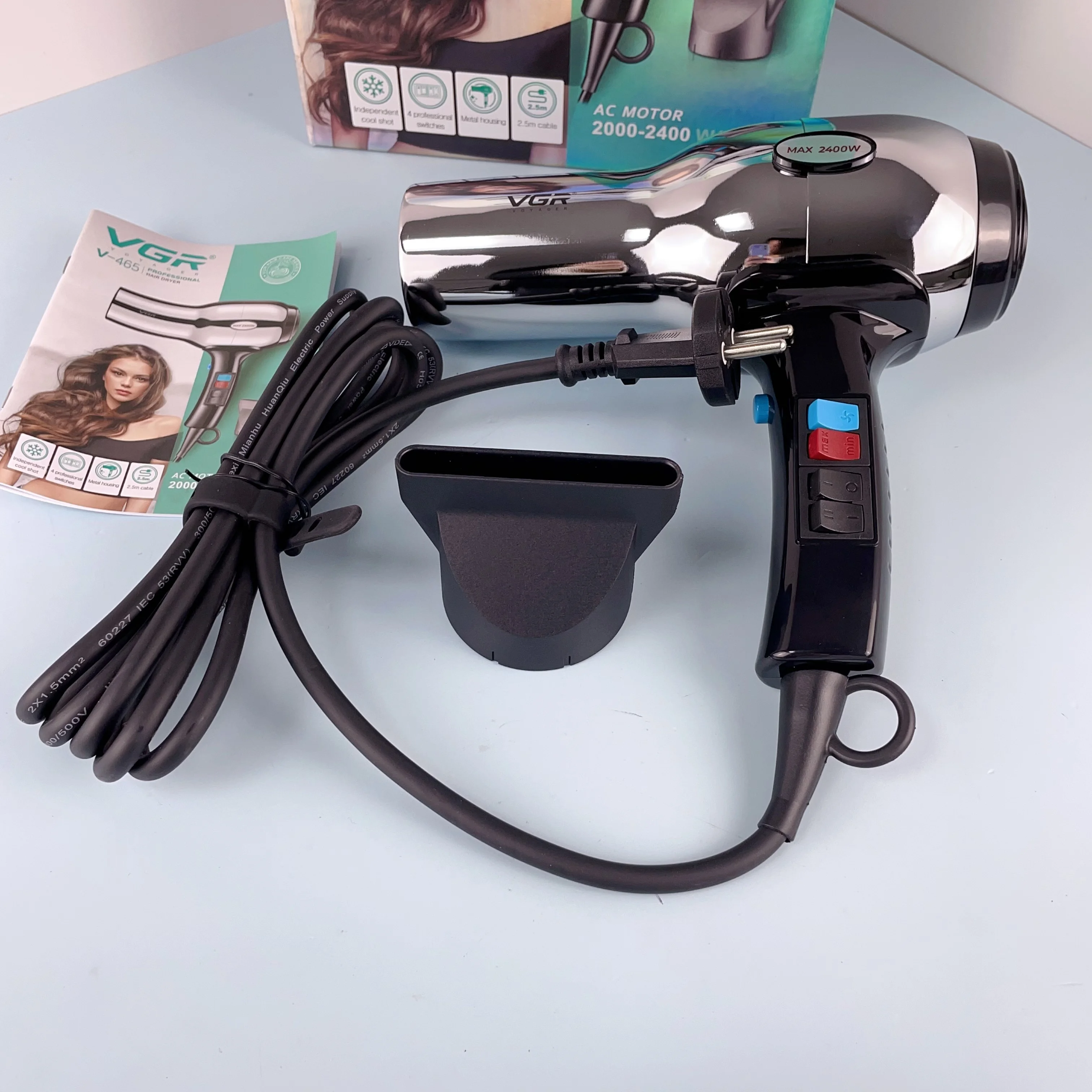 Vgr V-465 2000-2400 Вт профессиональный двигатель переменного тока Фен для волос салон фен с концентратором