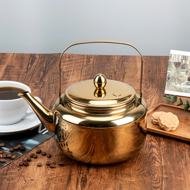 Mirror Polished 2L 3L 4L All Metal Gold Stainless Steel Whistling Kettle Water Tea Pot Kettle