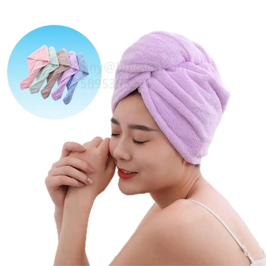 Soft Water Absorbing Long Bathing Cap Towel Coral Velour Quick Drying Microfiber Hair Dyeing 25*65cm Hair Drying Cap