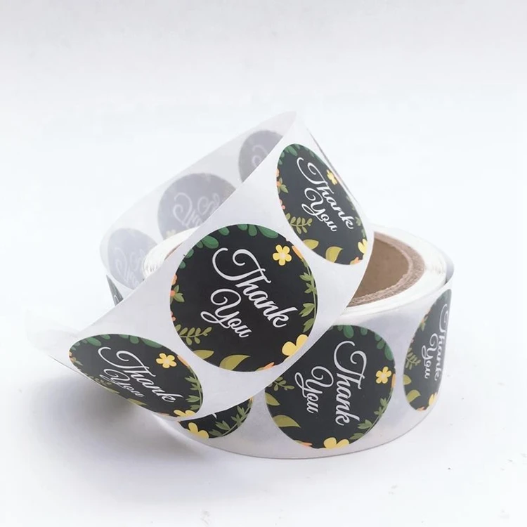 Custom Waterproof Adhesive Thank You Round Stickers Labels In Roll