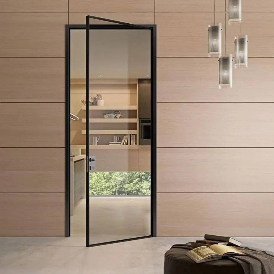 Contemporary Style High Quality Waterproof Tempered Glass Side Opening Aluminium Casement Door