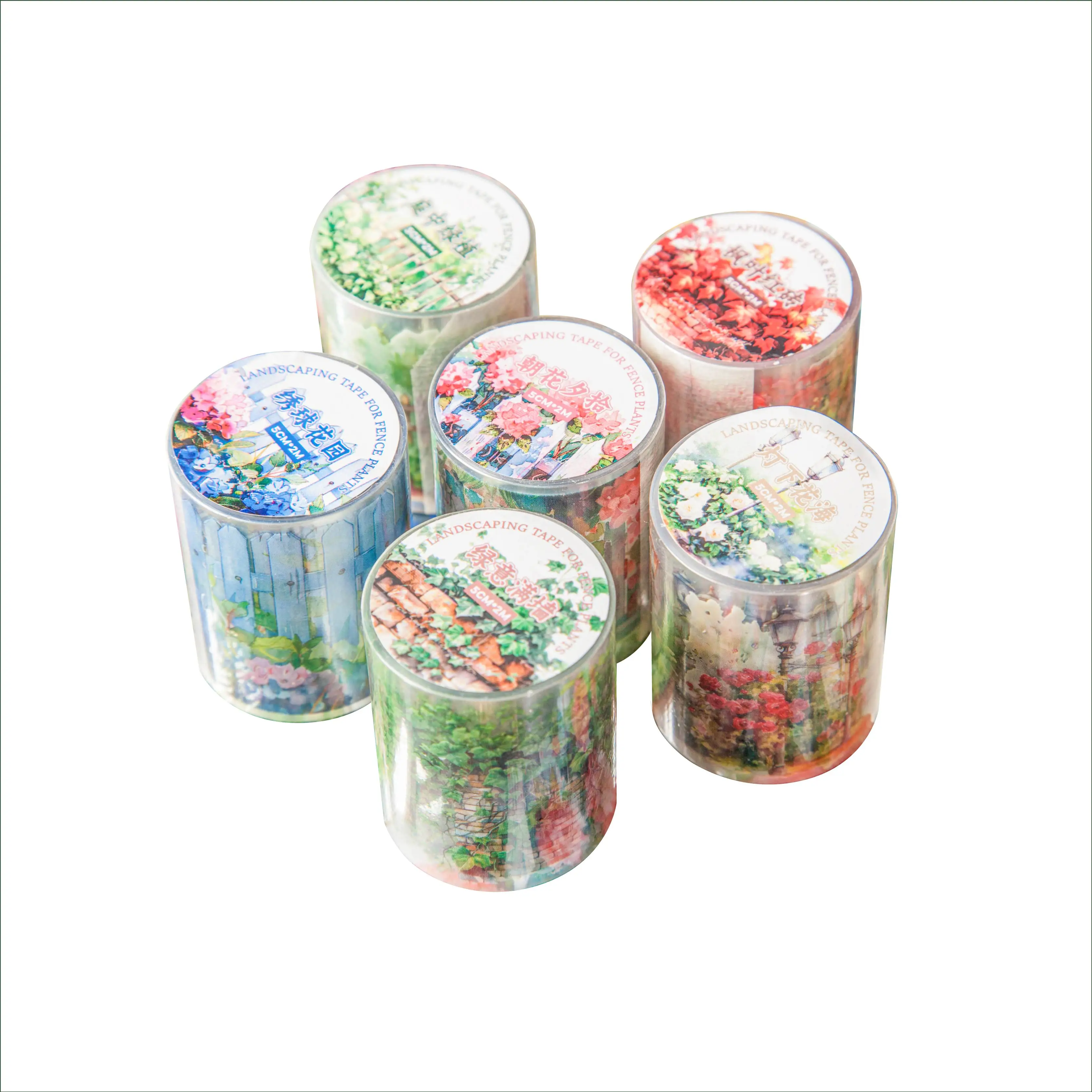 PET Tape Fence Plants Series Junk Journal Decoration Scrapbook Tape for DIY Kraft Custom Tape Mr. Paper1 Roll / Set