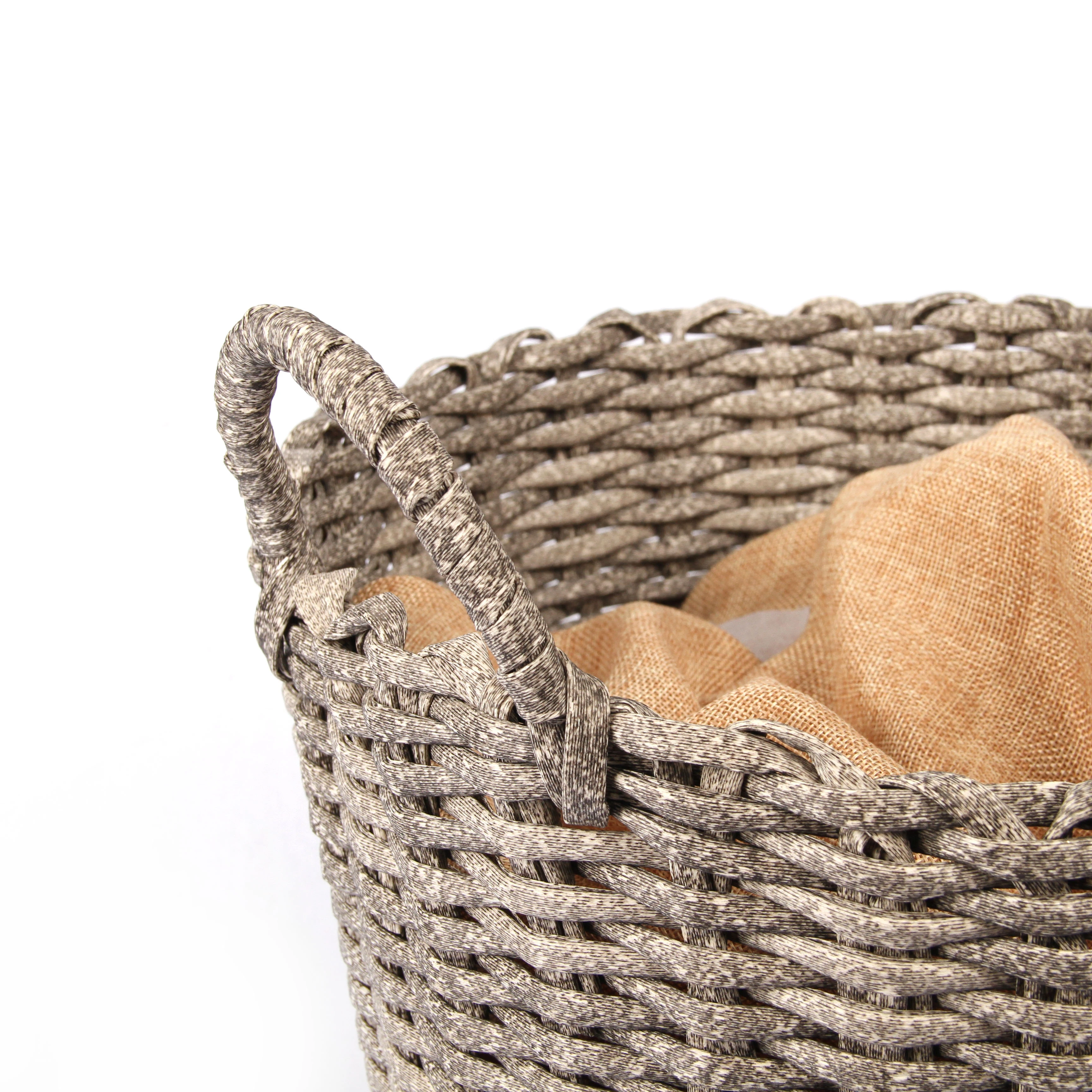 big Storage Baskets plastic pipe flowerpot brown grey Vegetable basket Foldable Soft Handmade