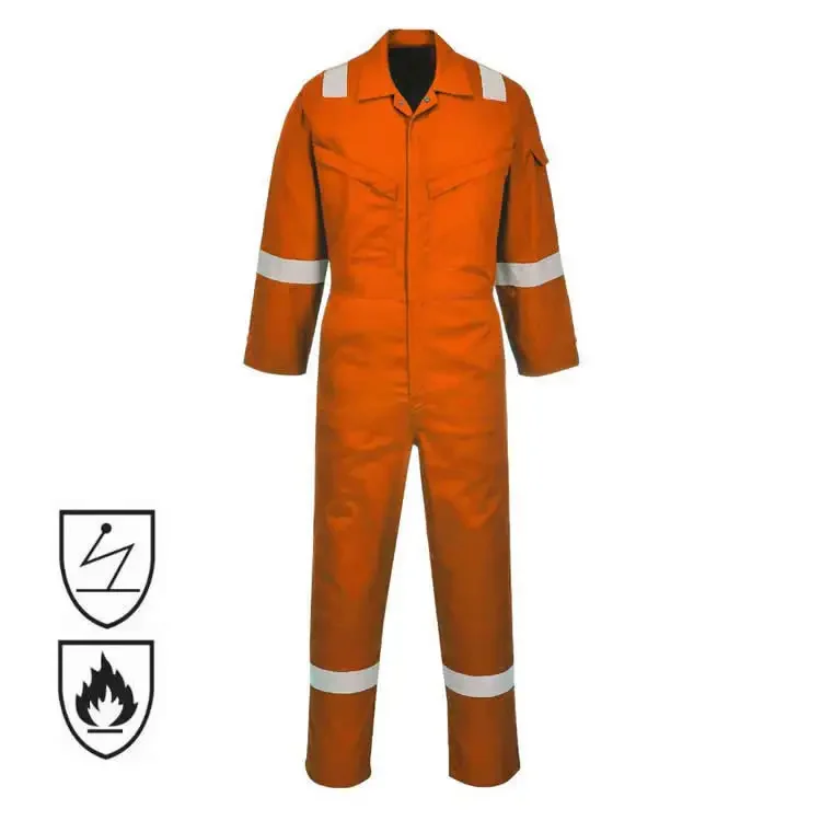 EN11612 NFPA2112 PPE Factory Oil Gas Field Safety Coverall Flame Resistant Clothing Hi Vis FR Anti Static Work Wear