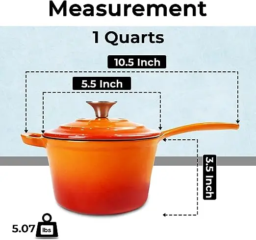 Enamel cast iron non stick sauce pan soup milk kitchen cookware cooking pot saucepan with lid