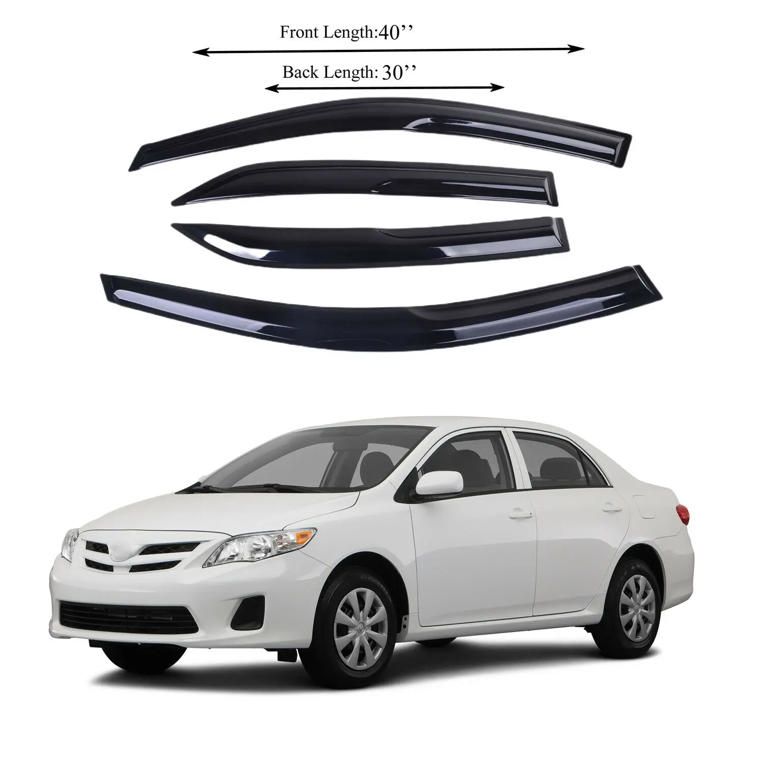 Fits for Toyota corolla 2009 2010 2011 2012 2013 Side Window Visor Vent Trim Sunshade Rain Wind Deflector Guard smoke tinted