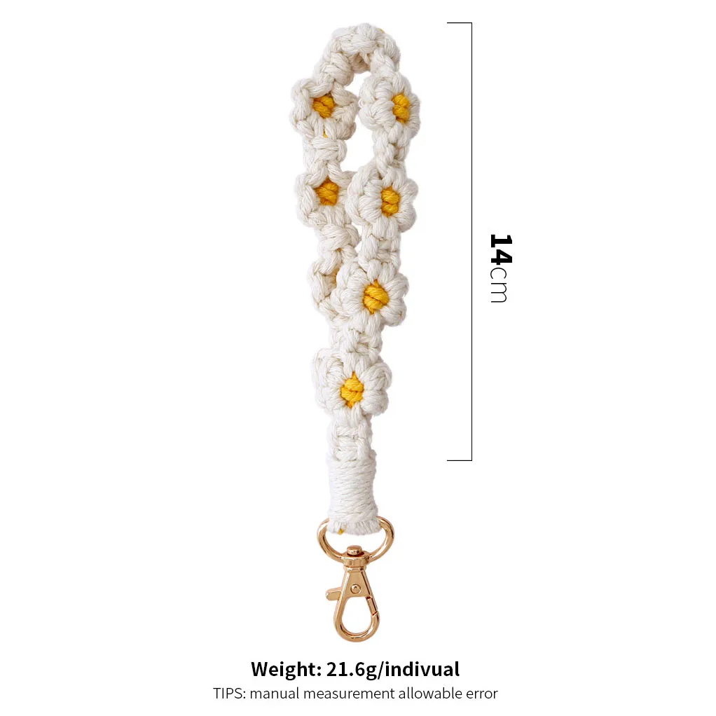 Designer Handbags Accessories Phone Chain Ladies Bohemia Bag Knitting Flower Macrame Keychain Wristlet Wrist Lanyard For Keys
