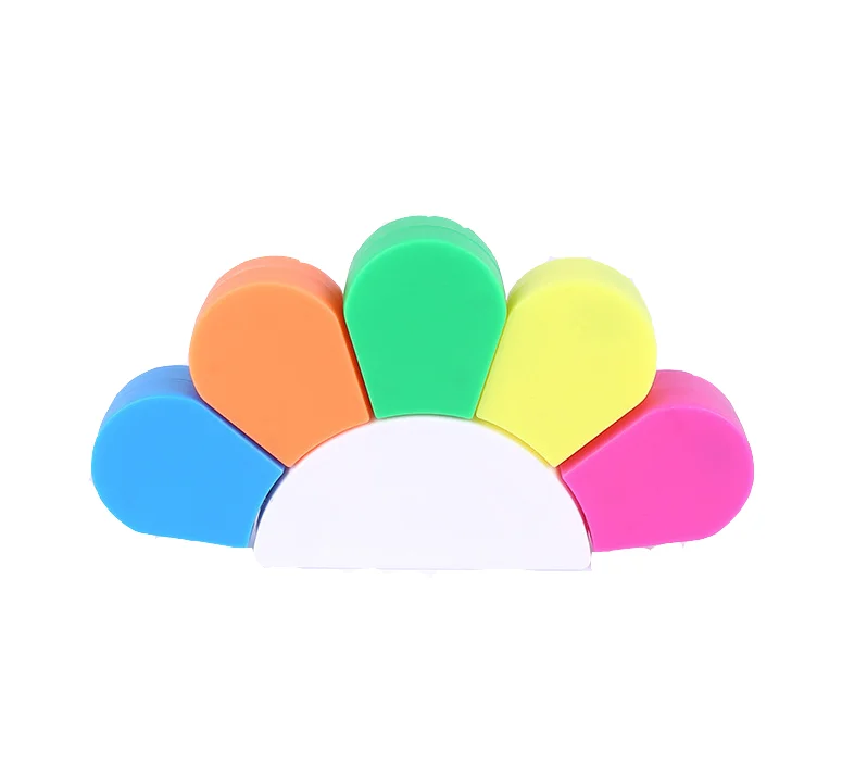 Rainbow highlighter Pen Advertising gift 5 color fluorescent marker fan shaped pastel highlighter set with logo