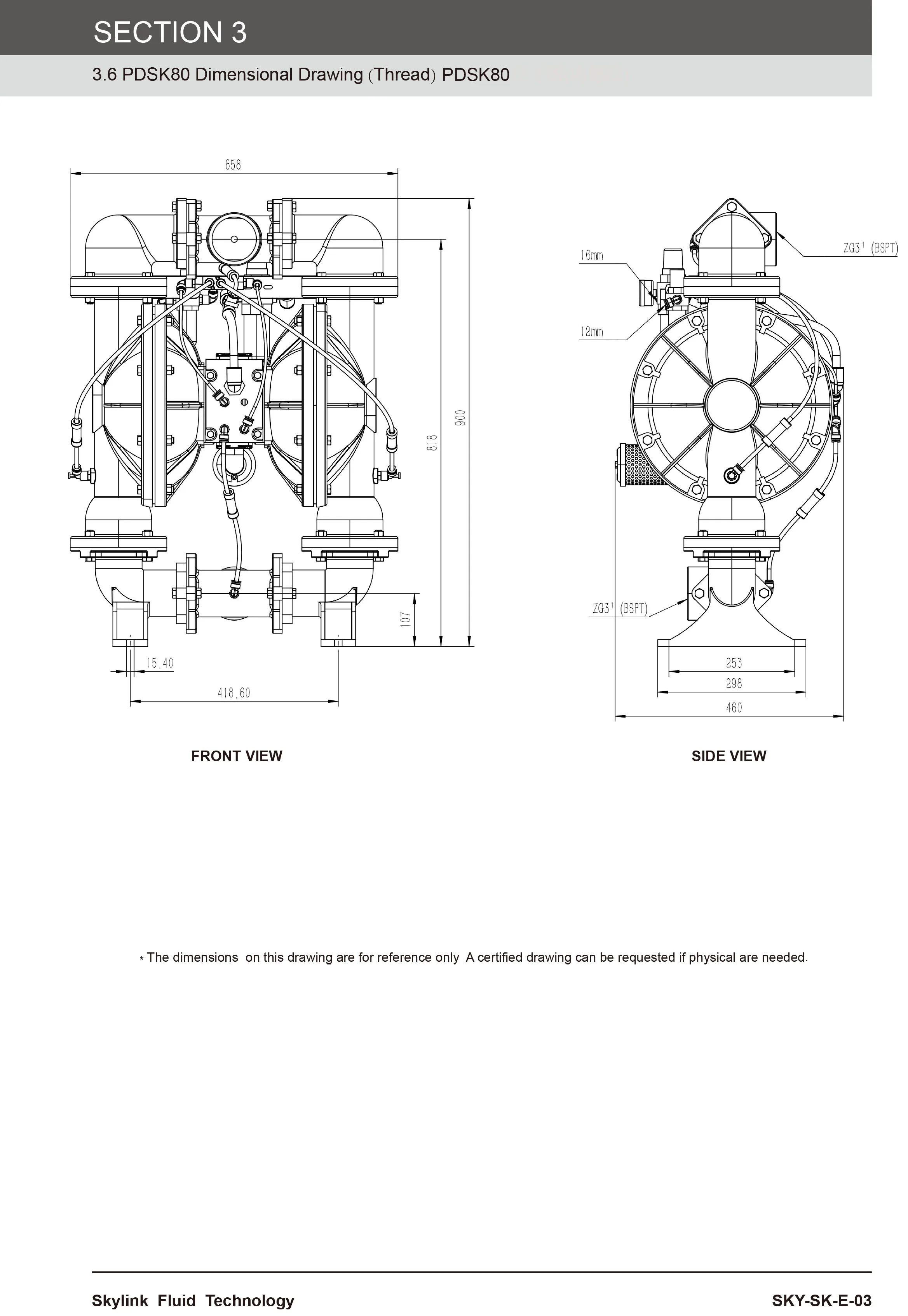 Пневматический мембранный насос Skylink PDSK80 76 мм 3 дюйма