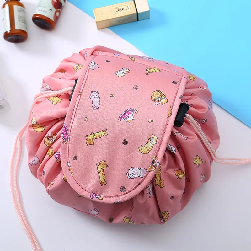 Hot Sale Portable Nylon Cosmetic Bag Travel Toiletry Kit Makeup Organizer Waterproof Lazy Drawstring Magic Cosmetic Pouch Bag
