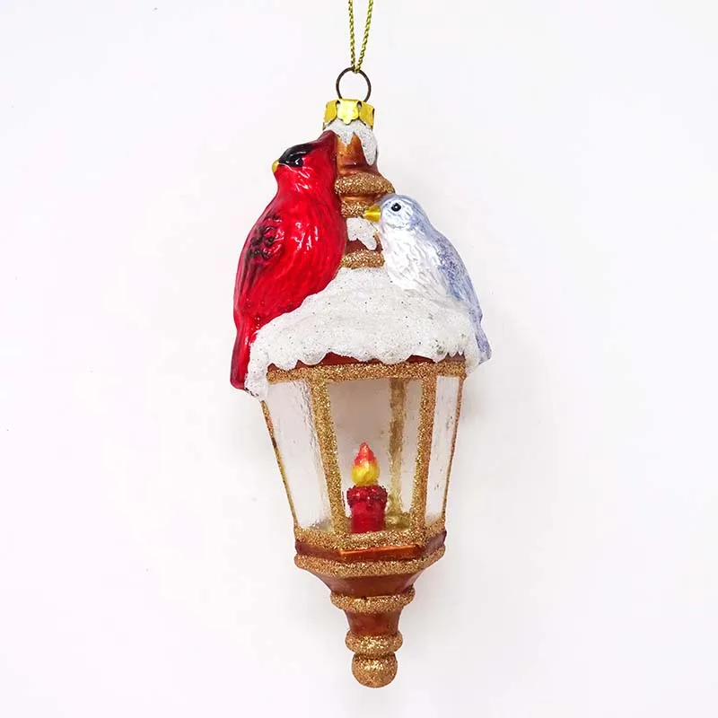 Wholesale novel christmas products to import 2024 small bird and street lamp ornaments