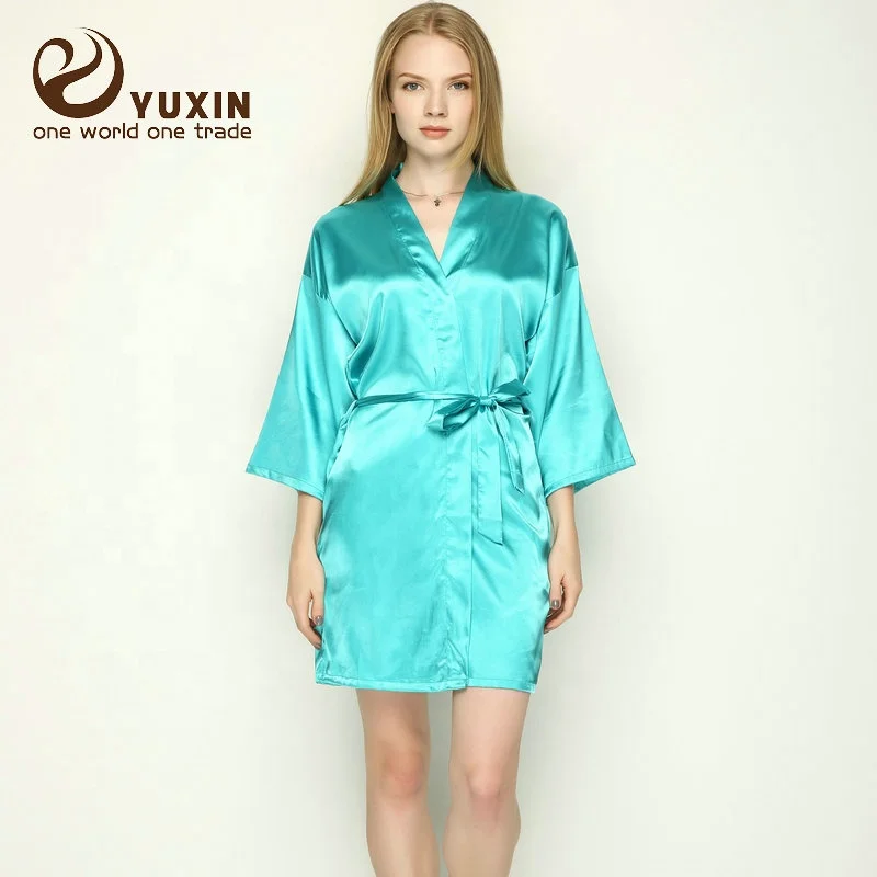 Cheap Chinese Robe silk Plain Silk Satin Rhinestone Bride Robe 6010