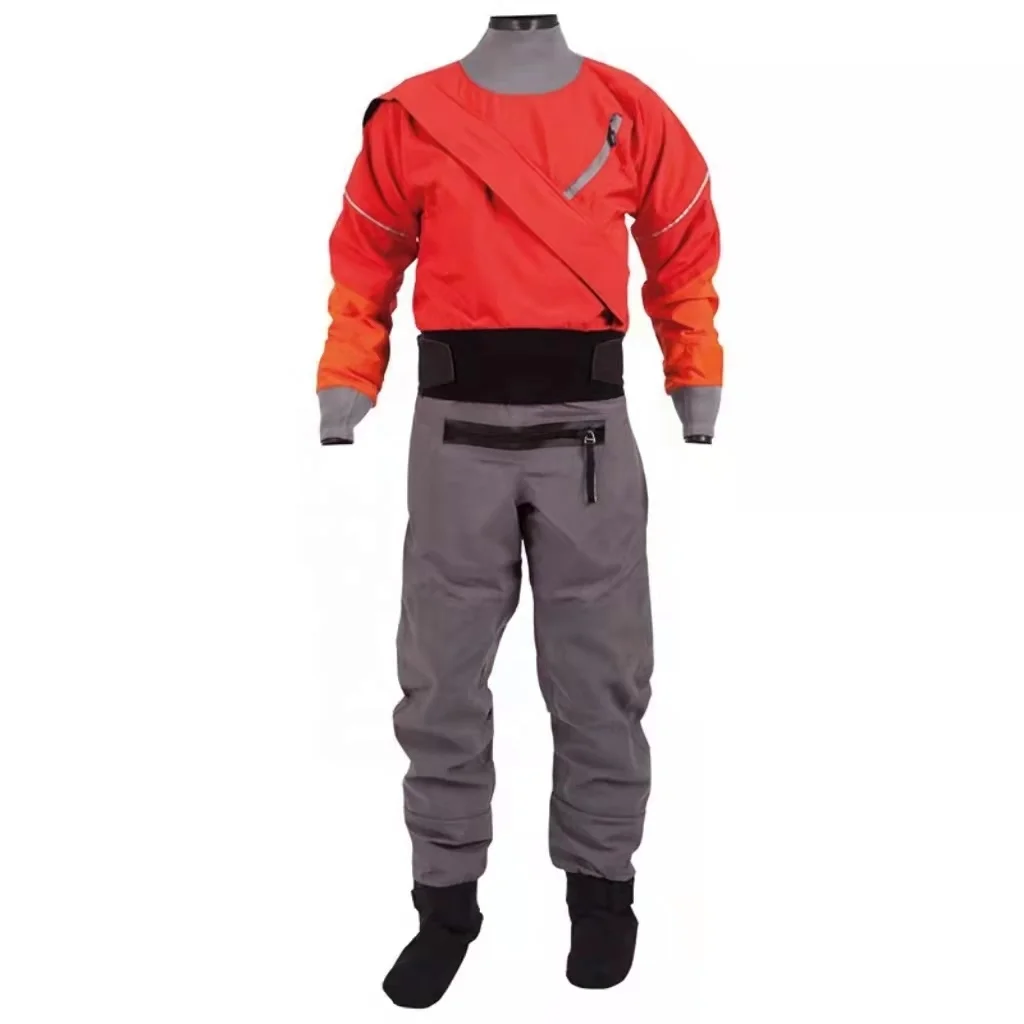Men Latex Neck Front Zip Dry Suit Kayaking Paddling Rafting Suits Waterproof Breathable Drysuit