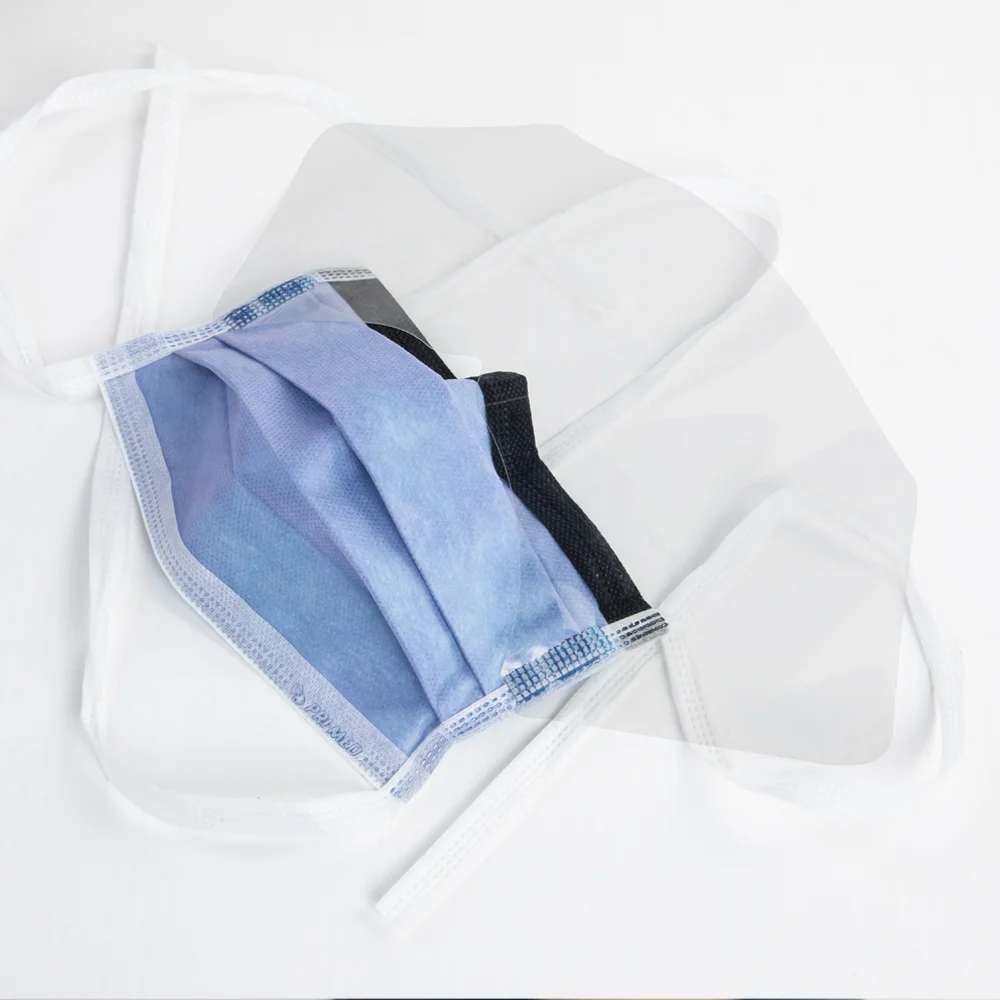 Head loop tie 3ply Surgical Disposable Mask With Transparent Anti-fog Visor Keeps Eyes Clear of Blood and Splash
